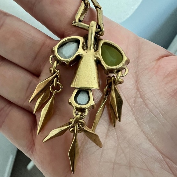 J.Crew Multicolor Crystal Pendant Brushed Gold Long Elegant Necklace - Picture 4 of 13